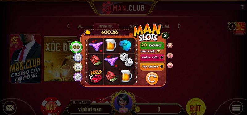 Các trò chơi hiện có ở Man Club